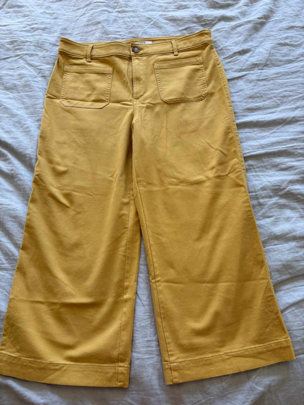 LOFT The Palmer Wide Leg Mustard Yellow Crop Pants